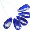 Dark Blue Sapphire Faceted Pear Long Drop Briolette Beads You will get 5 matched Beads and Size 25mm.